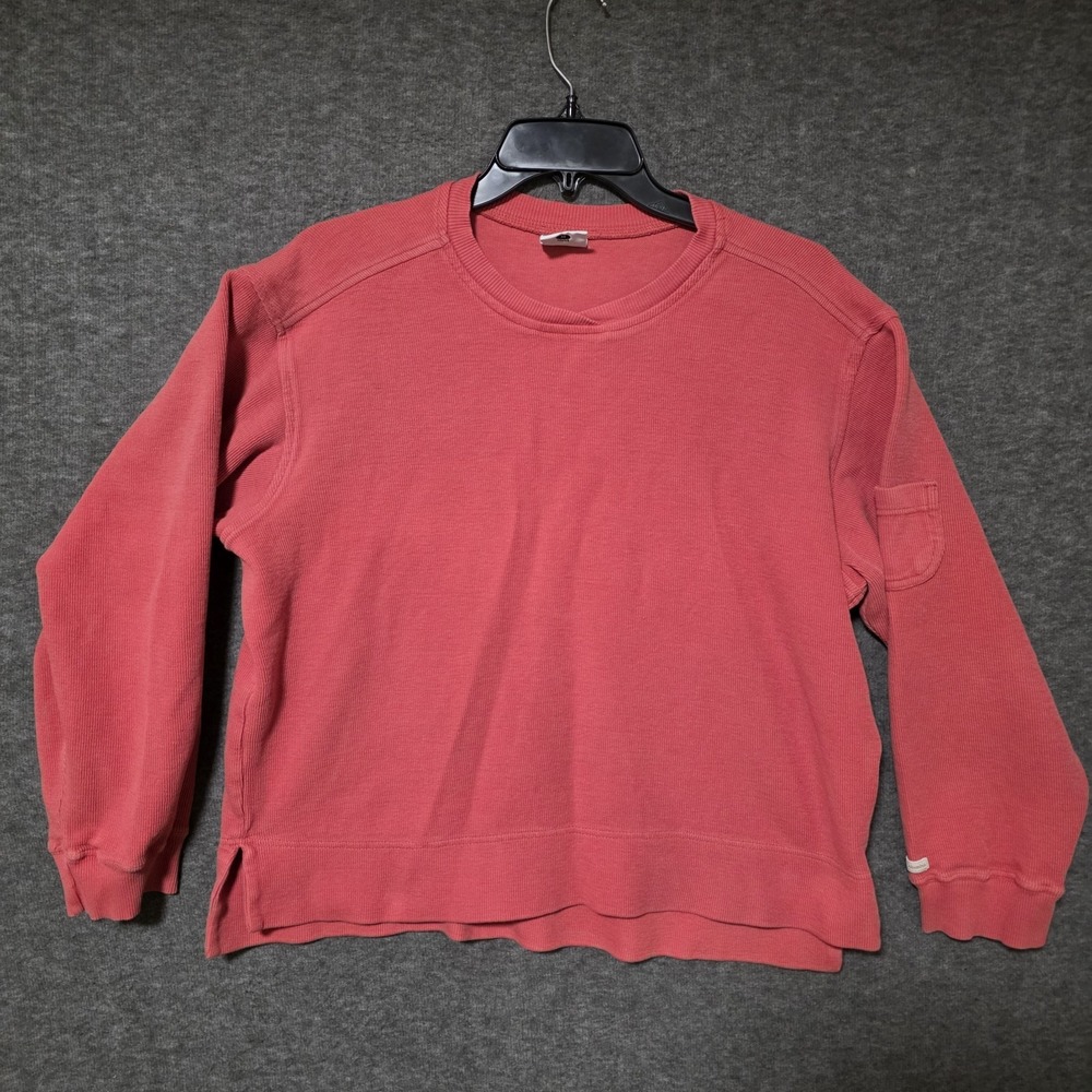 Columbia Sweater Womens Medium Red Crew Neck Rib Knit Pullover Soft Textured Y2k